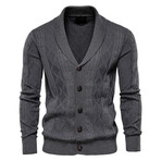 Knit Button-Up Cardigan // Dark Gray (L)