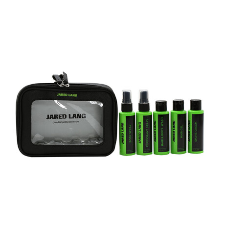 Jared Lang Travel Set - 2.2 oz Hair & Body Wash, 2.2 oz Hair Gel, 2.2 oz Shave Cream, 2.2 oz Body Spray, Deodorant Spray