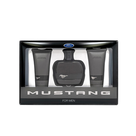 Mustang Black Set - 3.4 oz EDT Spray, 3.4 oz Hair and Body Wash,  3.4 oz Aftershave Balm