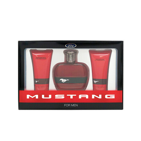 Mustang Red Set - 3.4 oz EDT Spray, 3.4 oz Hair and Body Wash,  3.4 oz Aftershave Balm
