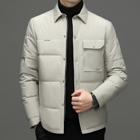 Button-Up Puffer Jacket // White (XS)