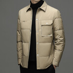 Button-Up Puffer Jacket // Khaki (L)