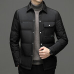 Button-Up Puffer Jacket // Black (2XL)