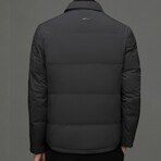 Button-Up Puffer Jacket // Black (XL)