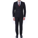 2-Piece Slim Fit Double Breasted 2x6 Button Suit // Black (Euro: 58)