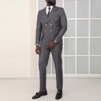 2-Piece Slim Fit Double Breasted 2x6 Gold Button Suit // Light Smoked (Euro: 50)