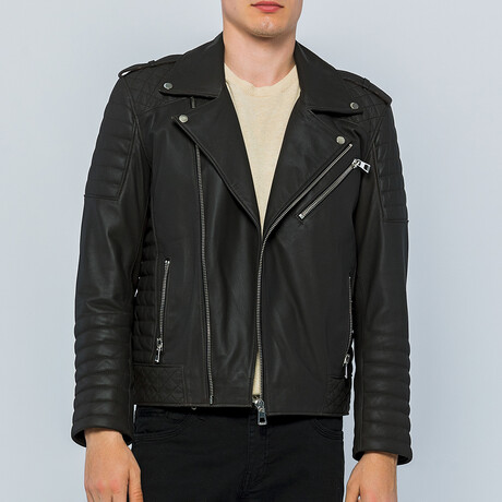 Biker Leather Jacket // Brown Tafta (S)