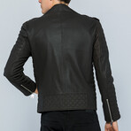 Biker Leather Jacket // Brown Tafta (S)