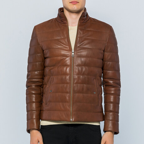 Leather Puffer Jacket // Chestnut (S)