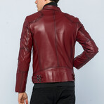 Biker Leather Jacket // Light Bordeaux (S)