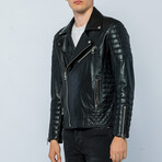 Biker Leather Jacket // Black (S)