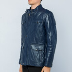 Leather Jacket // Dark Blue // Style 3 (S)