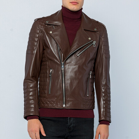 Biker Leather Jacket // Tea // Style 2 (S)