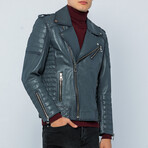 Biker Leather Jacket // Gray // Style 2 (S)