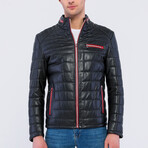Leather Puffer Jacket // Black + Red (S)