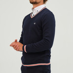 Men's V Neck Pullover // Navy (S)