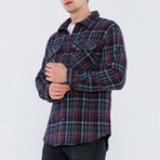 Men's Shirt Jacket // Navy + Bordeaux (S)