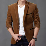 Men's Suit Corduroy Blazer Jacket  // Brown (3XL)