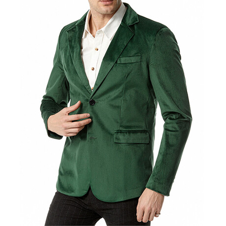 Men's Suit Blazer Velvet Jacket // Green (XS)