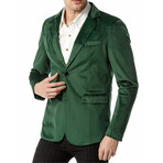 Men's Suit Blazer Velvet Jacket // Green (XL)