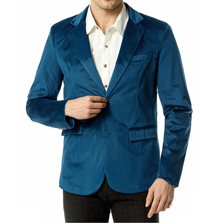 Men's Suit Blazer Velvet Jacket //  Blue (XS)