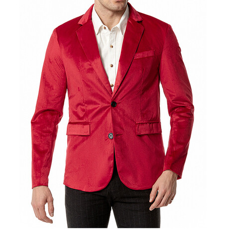 Men's Suit Blazer Velvet Jacket //  Red (XS)