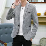 Men's Suit Blazer Jacket Twill Pattern // Light Gray (4XL)