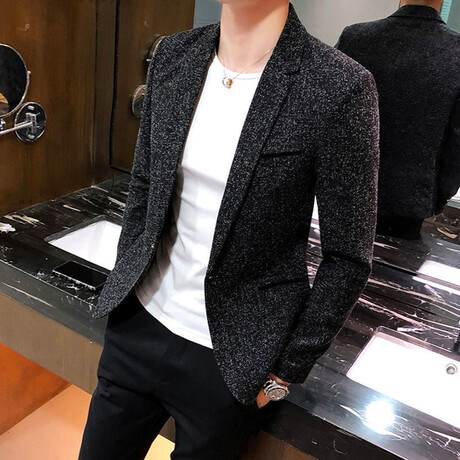 Men's Suit Blazer Jacket Twill Pattern // Dark Gray (XS)