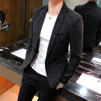Men's Suit Blazer Jacket Twill Pattern // Dark Gray (L)