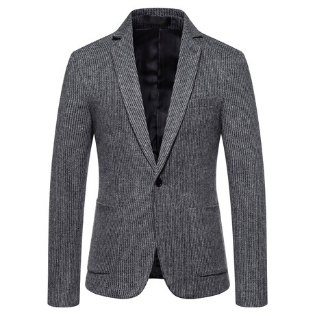 Men's Suit Blazer Nailhead Jacket // Dark Gray (L)