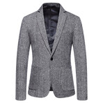 Men's Suit Blazer Nailhead Jacket // Light Gray (XL)