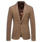 Men's Suit Blazer Nailhead Jacket // Tan (4XL)