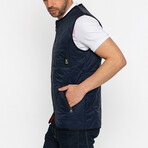 Diamond Quilted Vest // Navy Blue (S)