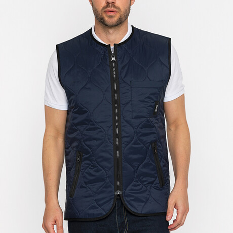 Diamond Quilted Vest // Navy Blue (S)