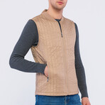 Channel Quilted Men's Vest // Light Brown (S)