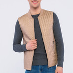 Channel Quilted Men's Vest // Light Brown (S)