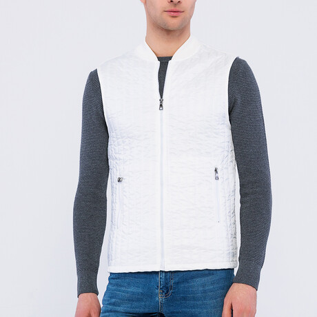 Channel Quilted Men's Vest // White (S)