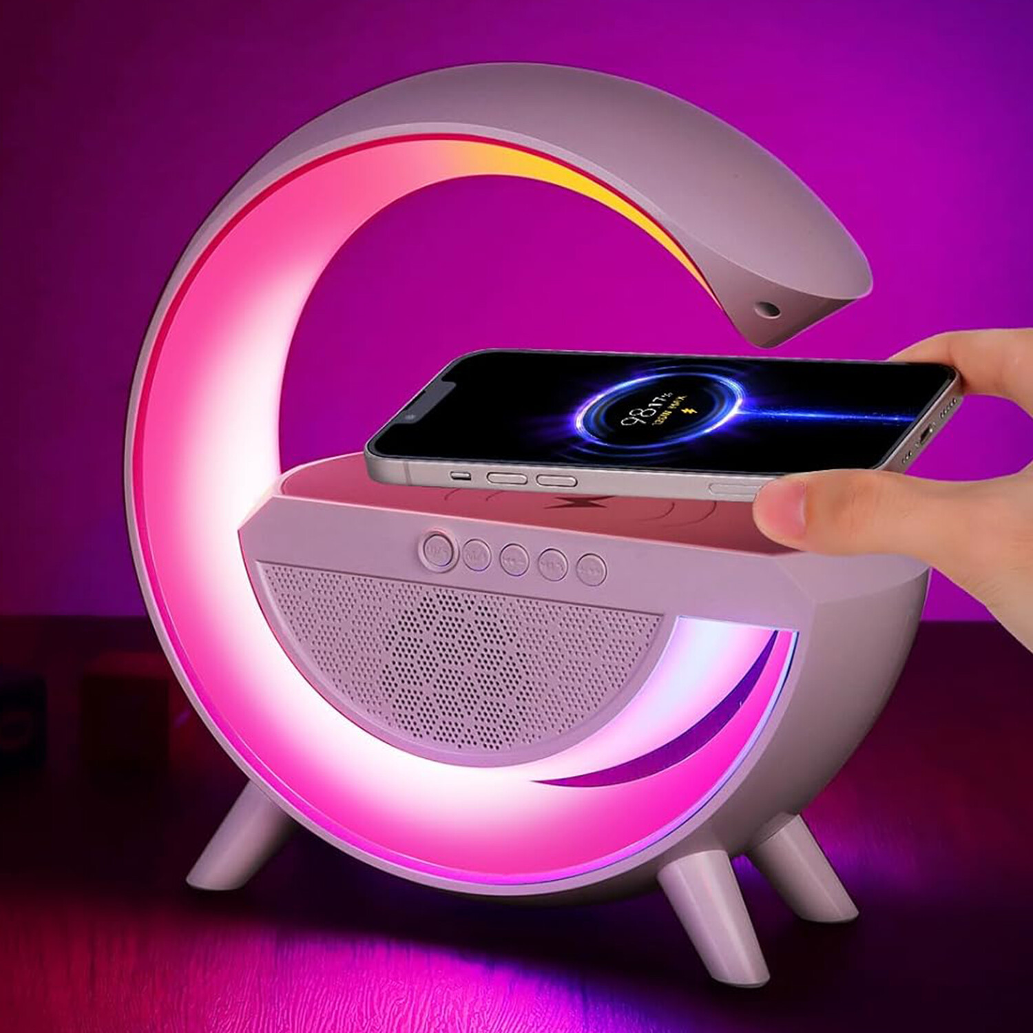 Bluetooth Speaker 3 In1 + Wireless Charger + Led Lamp Bluetooth