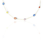 18K Yellow Gold Multicolor Sapphire Necklace // 18" // New