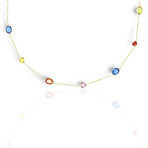 18K Yellow Gold Multicolor Sapphire Necklace // 18" // New