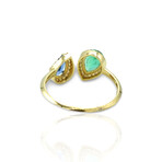 Fine Jewelry // 18K Yellow Gold Sapphire & Emerald and Diamond Ring // Ring Size: 6.5 // New