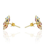 Fine Jewelry // 18K Yellow Gold Sapphires + Diamond Earrings // New