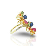 14K Yellow Gold Multicolor Sapphire + Diamond Ring // Ring Size: 6.5 // New