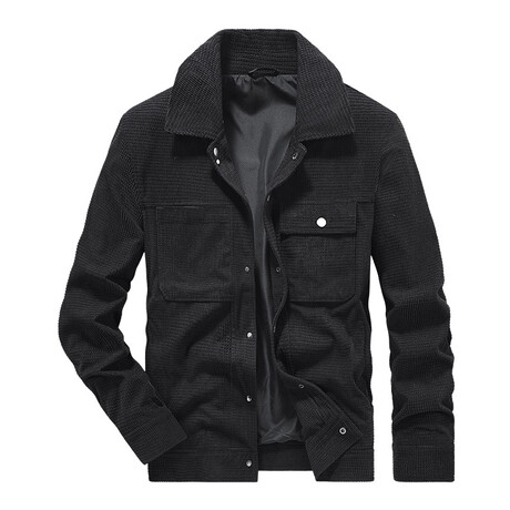 Button Up Corduroy Jacket // Black (XS)