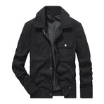 Button Up Corduroy Jacket // Black (L)