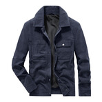 Button Up Corduroy Jacket // Navy Blue (M)
