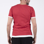 Layered Look Crewneck Tee // Red (S)