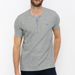 Henley Tee // Gray Melange + Blue (S)