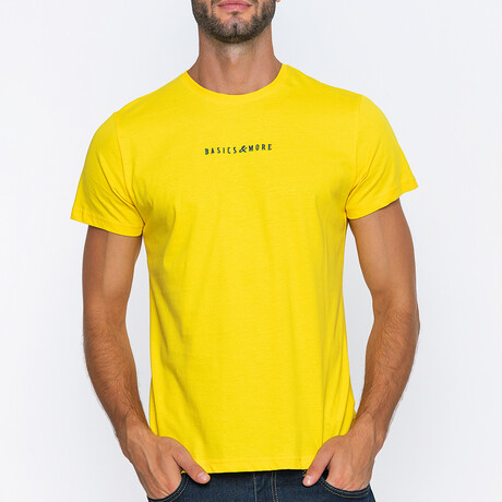 Printed Logo Crewneck Tee // Yellow  (S)