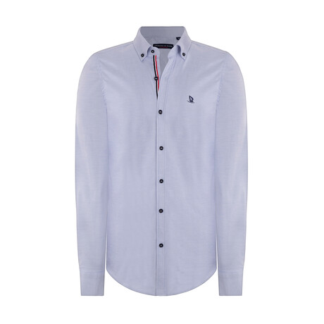 Stripe Placcket Button Up // Blue (S)